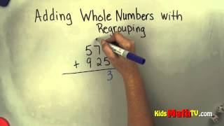 Addition of whole numbers with regrouping 3rd grade math lesson [upl. by Durrace]