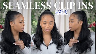 How to  HALF UP HALF DOWN with Clip Ins  INSTALl SEAMLESS CLIP INS on natural hair  SOFTMUSEHAIR [upl. by Kataway535]