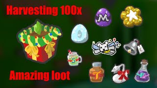 Harversting 100x festive planters in Bee Swarm Simulator  AMAZING loot [upl. by Carolynn82]