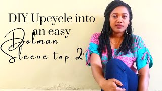 Upcycle clothes into easy dolman sleeve top  tutorial 2 [upl. by Aleetha]