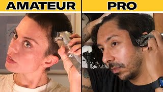 Pro Barber Teaches Amateurs How to Shave Their Heads  GQ [upl. by Roper]