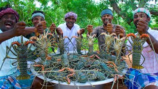 BIG LOBSTER  50 KG Lobster Fry Cooking and Eating In Village  Lobster Recipes with Indian Masala [upl. by Dannel239]