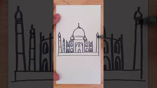 Draw the Taj Mahal easy step by step [upl. by Reo]