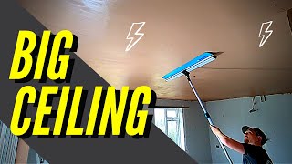 Plastering A BIG Ceiling OX SPEEDSKIM POLE ATTACHMENT REVIEW PLASTERING STILTS PLASTERING TRICKS [upl. by Stoller]