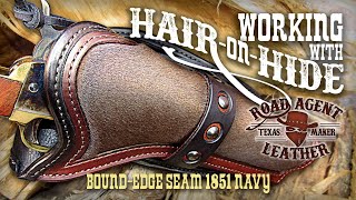 Working with HaironHide Leather Edge Binding on a 1851 Navy Holster ASMR Leathercraft [upl. by Ihcehcu973]