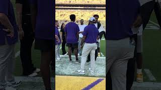 Justin Jefferson and Jordan Jefferson meet LSU TE commit Mike Tyler before Ole Miss game [upl. by Neehar903]