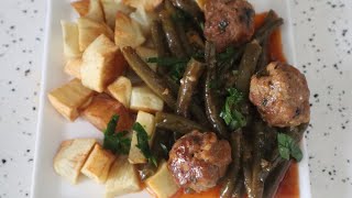 Haricots verts sautés avec boulettes de viande haché [upl. by Andromeda]