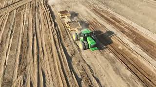 John Deere 9620R pulling Scraper train [upl. by Lorollas]