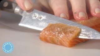 How to Slice Salmon  Martha Stewarts Cooking School [upl. by Kcaz]