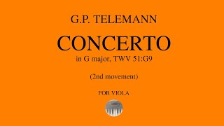 GP TELEMANN Viola Concerto in G major  2nd movement  orchestral accompaniment [upl. by Ambur157]