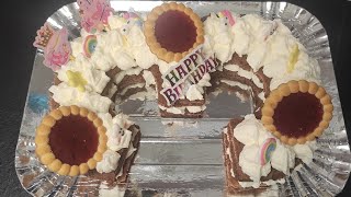 🌺حلوى عيد ميلاد بجينواز رائعة و ناجحة 100٪ و كريمة بالمسكربون🌺 numbercake genoise [upl. by Lambrecht]