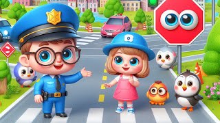 Children learn to cross the street correctly  Nursery Rhymes Childrens Songs [upl. by Enomys651]