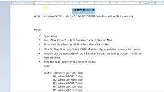 Write the verilog VHDL code for 81 MULTIPLEXER Simulate and verify its working [upl. by Derreg192]