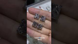 Solid silver Princess cut vs asscher cut moissanite studs icedout moissanite moissanitejewelry [upl. by Stedman]