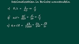 Dezimalzahlen in Brüche umwandeln [upl. by Eelrebmik]