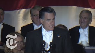 Election 2012  Romney Laughs It Up at Al Smith Dinner  The New York Times [upl. by Nooj]