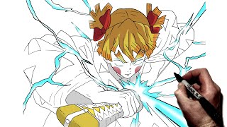 How To Draw Zenitsu Godspeed  Step By Step  Demon Slayer [upl. by Maril131]