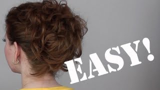 Hair Tutorial A Quick Easy and Messy Updo for Curly Hair [upl. by Nostaw]