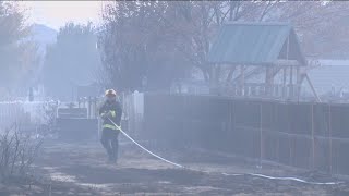 Fire crews securing containment lines of Leeds Fire burning in Southeast Boise [upl. by Gant843]