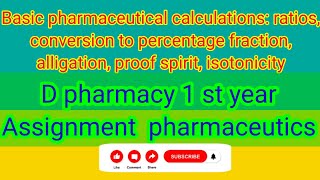 Basic pharmaceutical calculations ratios conversion pharmaceutics 1st year assignment [upl. by Adile]