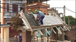 Construction Of Concrete Sloping Roofs On Brick Poles  Excellent Traditional Craft Techniques [upl. by Snej548]