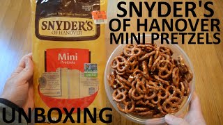 Unboxing Snyders Of Hanover Mini Pretzels [upl. by Darci747]