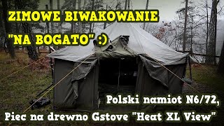 Zimowe biwakowanie quotNa Bogatoquot  Polski namiot wojskowy Piec namiotowy na drewno Biwak Outdoor [upl. by Adnorat165]