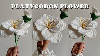 How to crochet a Flower  part 2   Stepbystep tutorial  Platycodon flower [upl. by Gelman]