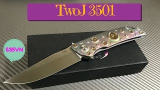 TwoJ 3501 titanium framelock flipper knife with the artistic anodized scales and crazy good action [upl. by Spanos]