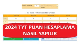 2024 TYT PUAN HESAPLAMA  2024 YKS PUAN HESAPLAMA [upl. by Els507]