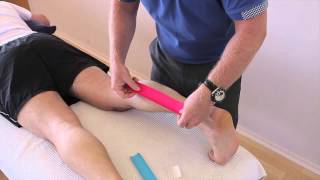 How to treat a Calf strain GastrocnemiusSoleus using Kinesiology Tape [upl. by Seedman]