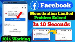 Facebook Monetization Limited  Facebook Ads on Reels Problem  Facebook Monetization Policy Issues [upl. by Rosalie]