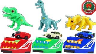 Dino Mecard Red Green Blue Capture Car Shooter  ToyMoon [upl. by Erminna]