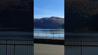 Biggesee dam in the mountainous Sauerland region of Germany on perfect October dayshortsvideo [upl. by Akemej308]