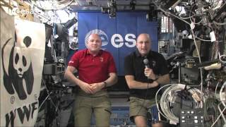 ESA astronaut André Kuipers and astronaut Don Pettit greet WWF [upl. by Nama]