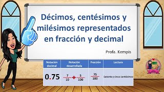 Décimos centésimos y milésimos representados en fracción y decimal [upl. by Henden]