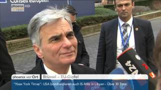 EUGipfel Werner Faymann gibt Statement am 19022016 [upl. by Lechner608]