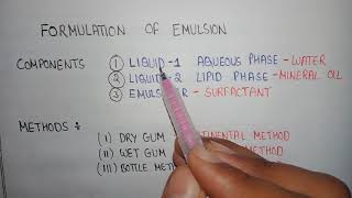 Dry gum method in emulsion  formulation of emulsion  coarse dispersion physical pharmaceutics [upl. by Edahc]