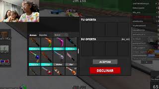 Jugando y sorteando armas en MM2 Roblox [upl. by Iderf]