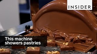 This machine showers pastries in chocolate [upl. by Edualcnaej929]