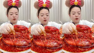 Yummy 90  BOILED SEAFOOD 🦐🦐🍤🦞 SHRIMP 🦐🦐🍤 LOBSTER 🦞🦞 mukbang yummy eating food ur [upl. by Kleon38]