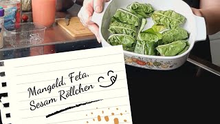 🥢🥬 Mangold Feta amp Sesam Röllchen mit Tortellini amp KokosnussTomatensauce 🍅🥥 [upl. by Frieder]