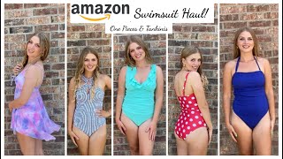 Amazon Swimsuit Haul One Piece swimsuits and Tankinis Tryon haul [upl. by Paxon]