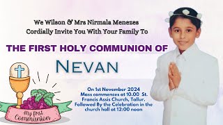 First Holy Communion of Nevan  01112024  St Francis Assisi Church Tallur [upl. by Berrie]