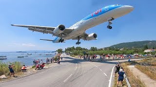 SKIATHOS 2018  LOW LANDINGS Go Arounds and JETBLASTS  Boeing 757 only 4K [upl. by Torray]