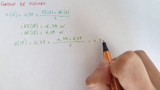 Calculer une ÉLECTRONÉGATIVITÉ DE MULLIKEN  Formule amp exemple  Chimie Bac1 [upl. by Gwenni]