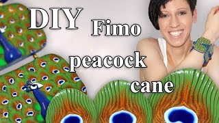 FIMO Pfau Cane Polymer Clay Peacock  Tutorial HDDE ENSub [upl. by Denzil]