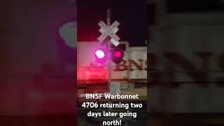 BNSF Warbonnet 4706 returning two days later heading north in Moreauville LA [upl. by Spenser]