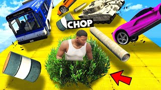 GTA 5 CHOP HIDING IN BUSH TO SURVIVE CAR AVALANCHE [upl. by Nelly]