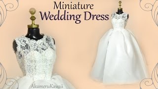 How to Mini Wedding Dress  Doll  Barbie Tutorial [upl. by Alatea]